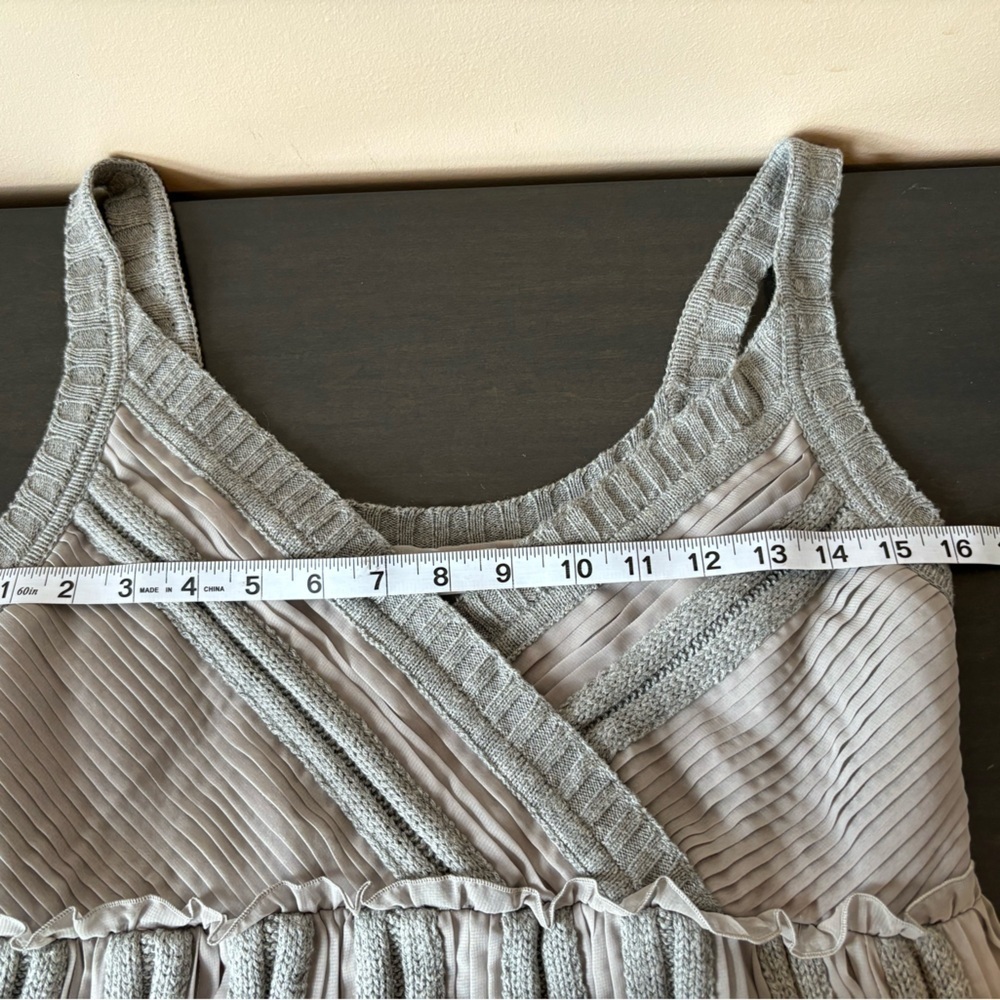 NWT Calvin Klein Sz S Y2K Knit Empire Tiered Chiffon Ruffle Midi Slip Dress - Picture 9 of 12